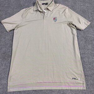RLX Polo Shirt XL Green Striped Performance Dalhousie Country Club